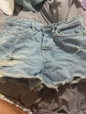 YMI Light Blue Distressed Denim Jean Shorts